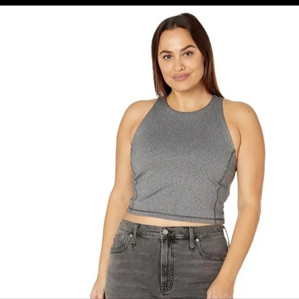 Madewell Gray Fitted Crop Tank Top 3X